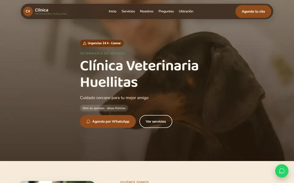Página de inicio de Clínica Veterinaria Huellitas